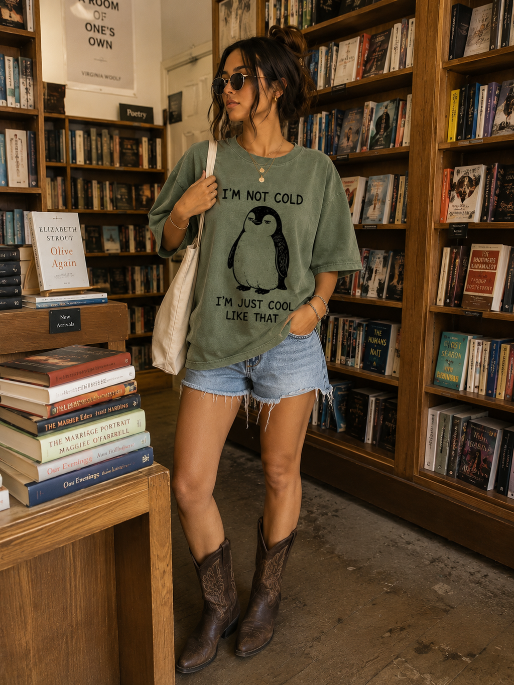 Funny Penguin Graphic T-Shirt – I'm Not Cold I'm Just Cool Like That Oversized Unisex Tee