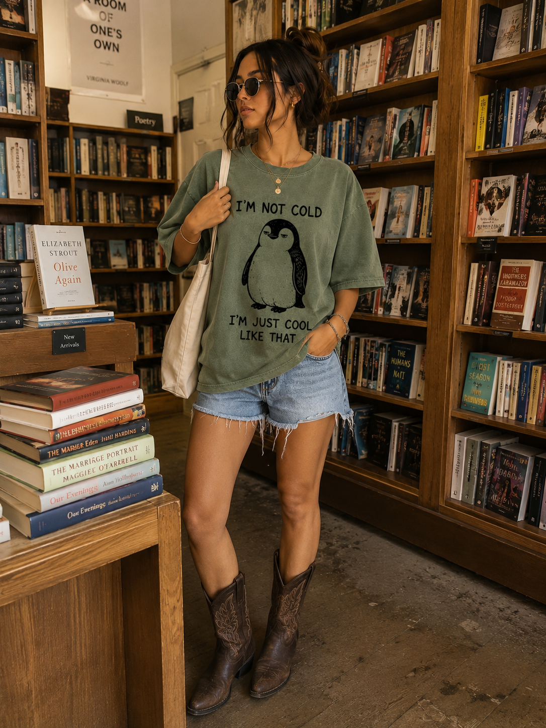 Funny Penguin Graphic T-Shirt – I'm Not Cold I'm Just Cool Like That Oversized Unisex Tee