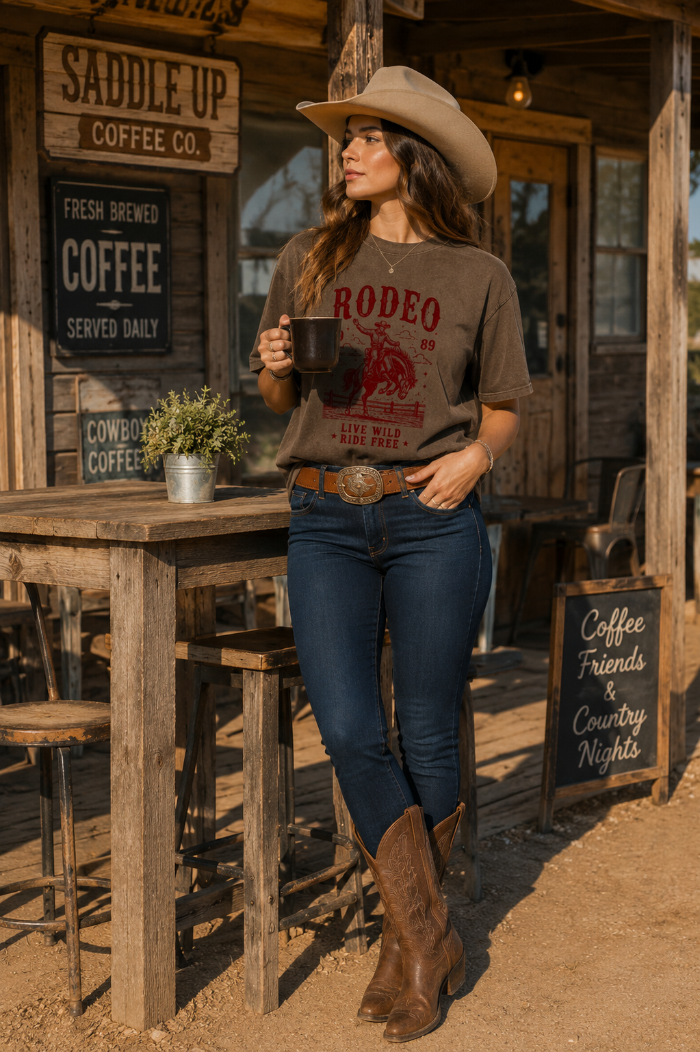 Vintage Rodeo Graphic Tee | Western Cowboy Comfort Colors T-Shirt | Live Wild Ride Free Oversized Shirt