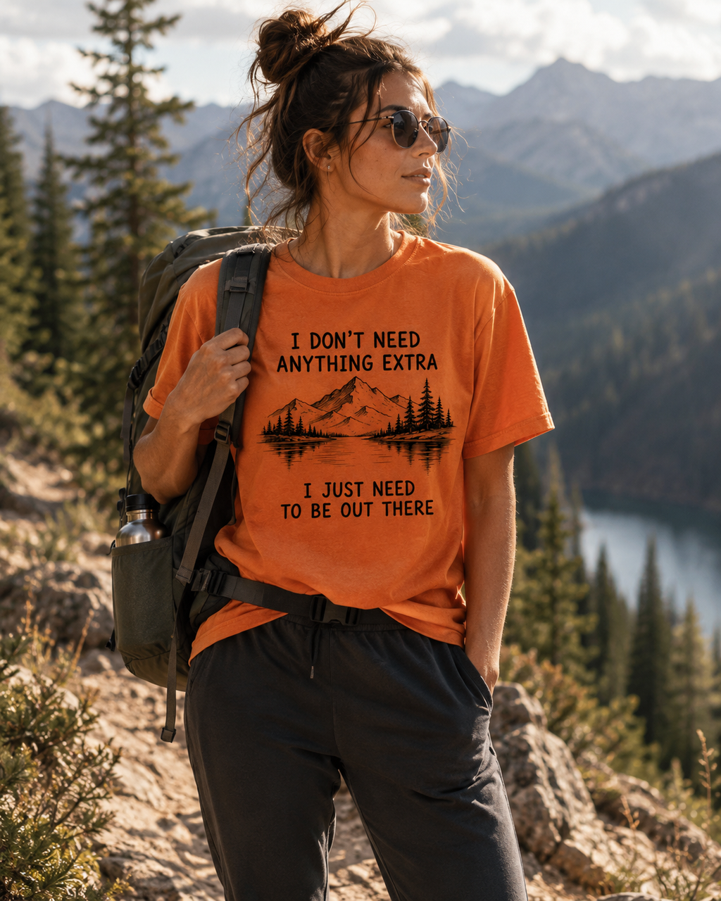 I Don't Need Anything Extra Graphic T-Shirt | Vintage Mountain Nature Tee | Oversized Hiking Shirt