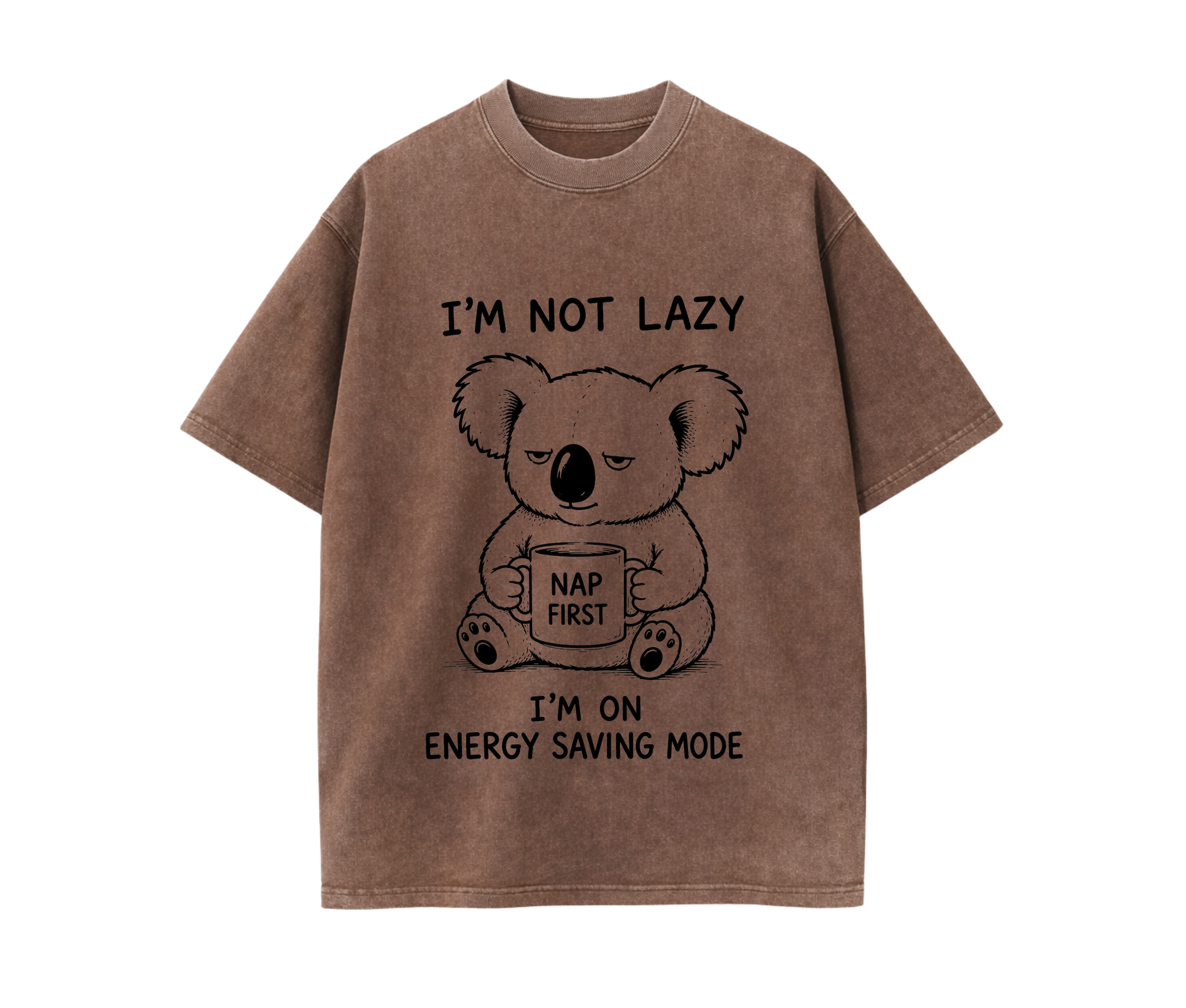 Funny Koala Graphic T-Shirt – I'm Not Lazy I'm on Energy Saving Mode Oversized Unisex Tee