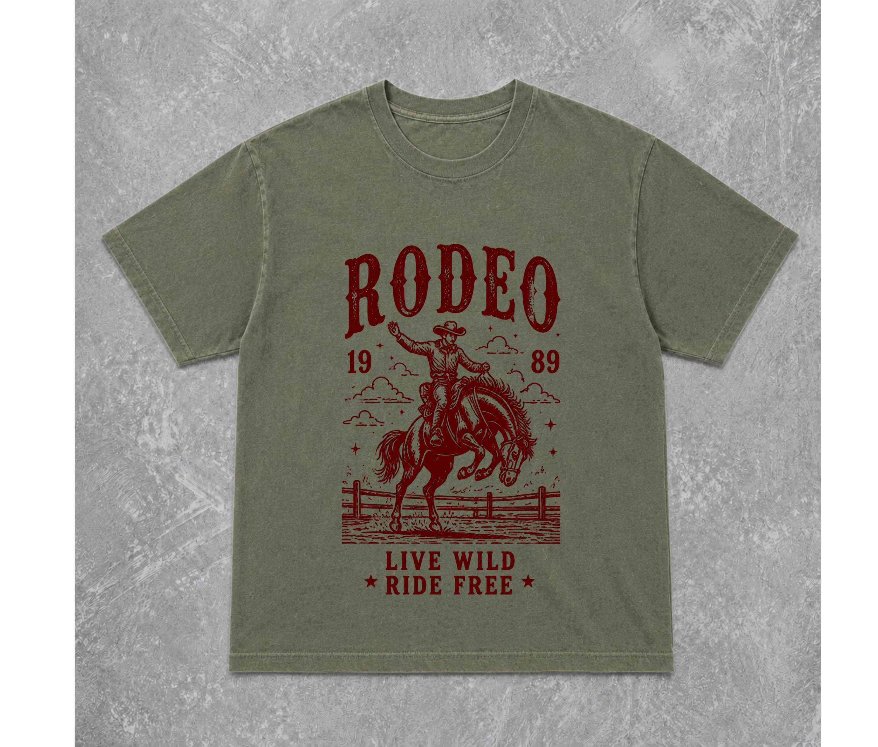 Vintage Rodeo Graphic Tee | Western Cowboy Comfort Colors T-Shirt | Live Wild Ride Free Oversized Shirt