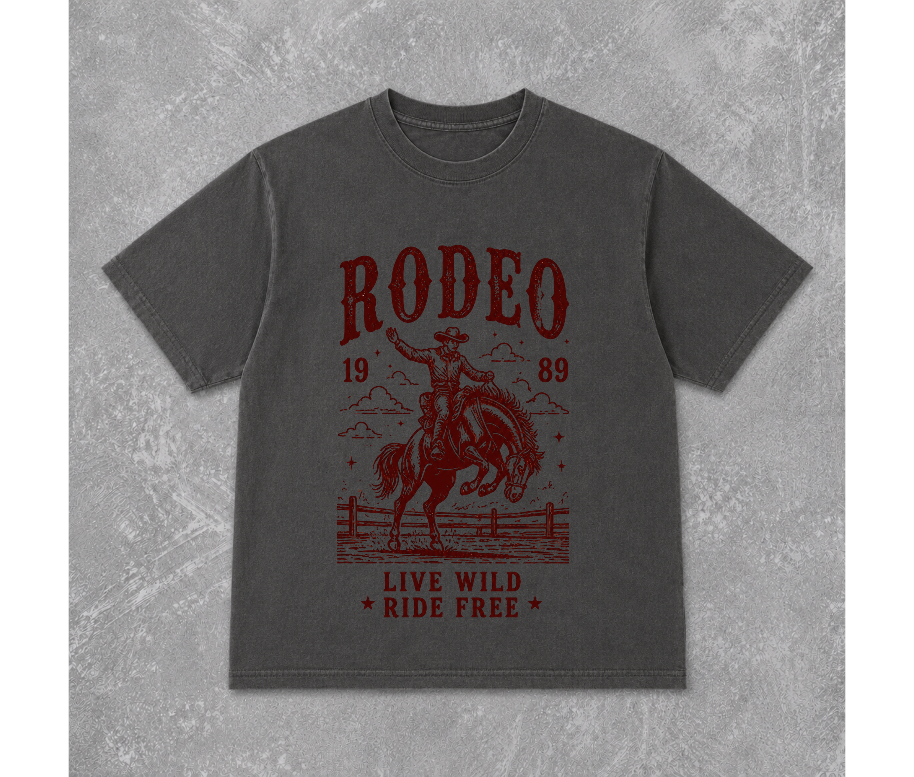 Vintage Rodeo Graphic Tee | Western Cowboy Comfort Colors T-Shirt | Live Wild Ride Free Oversized Shirt