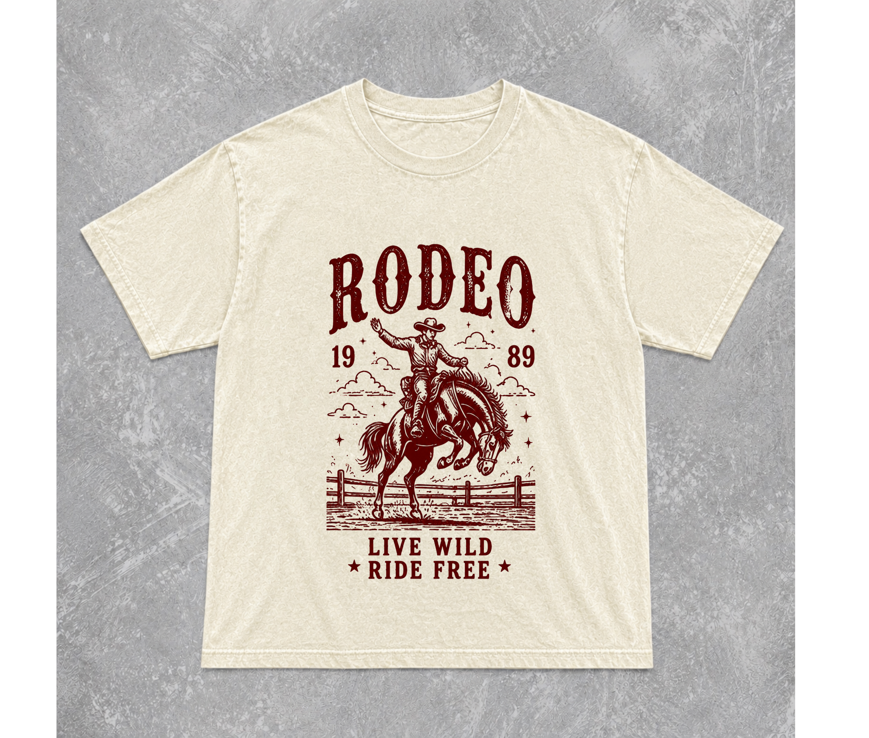 Vintage Rodeo Graphic Tee | Western Cowboy Comfort Colors T-Shirt | Live Wild Ride Free Oversized Shirt