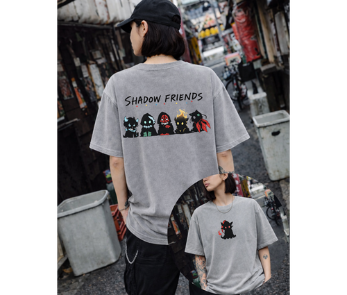 2-Sided Shadow Friends Chibi Anime Graphic T-Shirt
