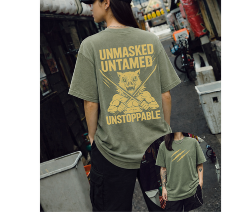 2-Sided Oversized T-Shirt | Anime Boar Mask Vintage Tee