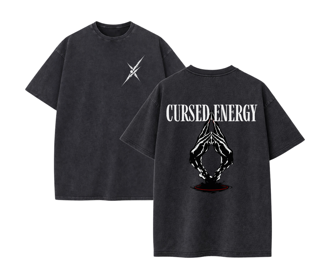 2-Sided Cursed Energy Minimal Tee – Luxury Anime Streetwear Graphic Shirt