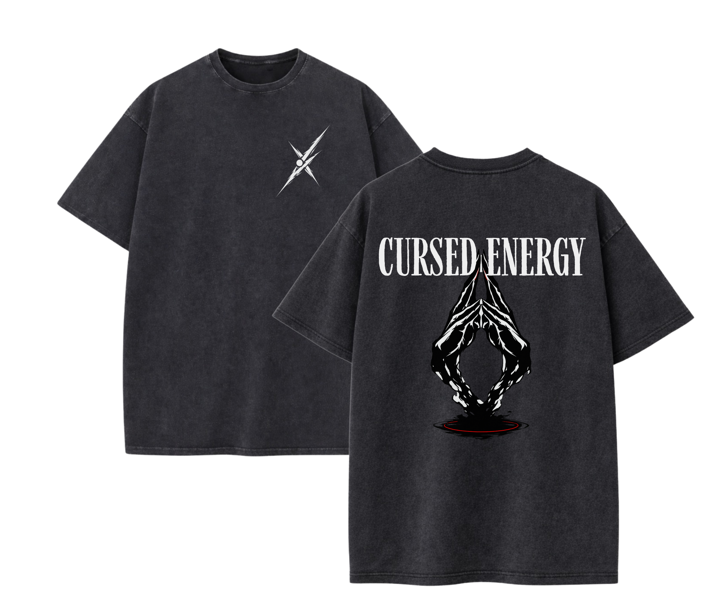2-Sided Cursed Energy Minimal Tee – Luxury Anime Streetwear Graphic Shirt