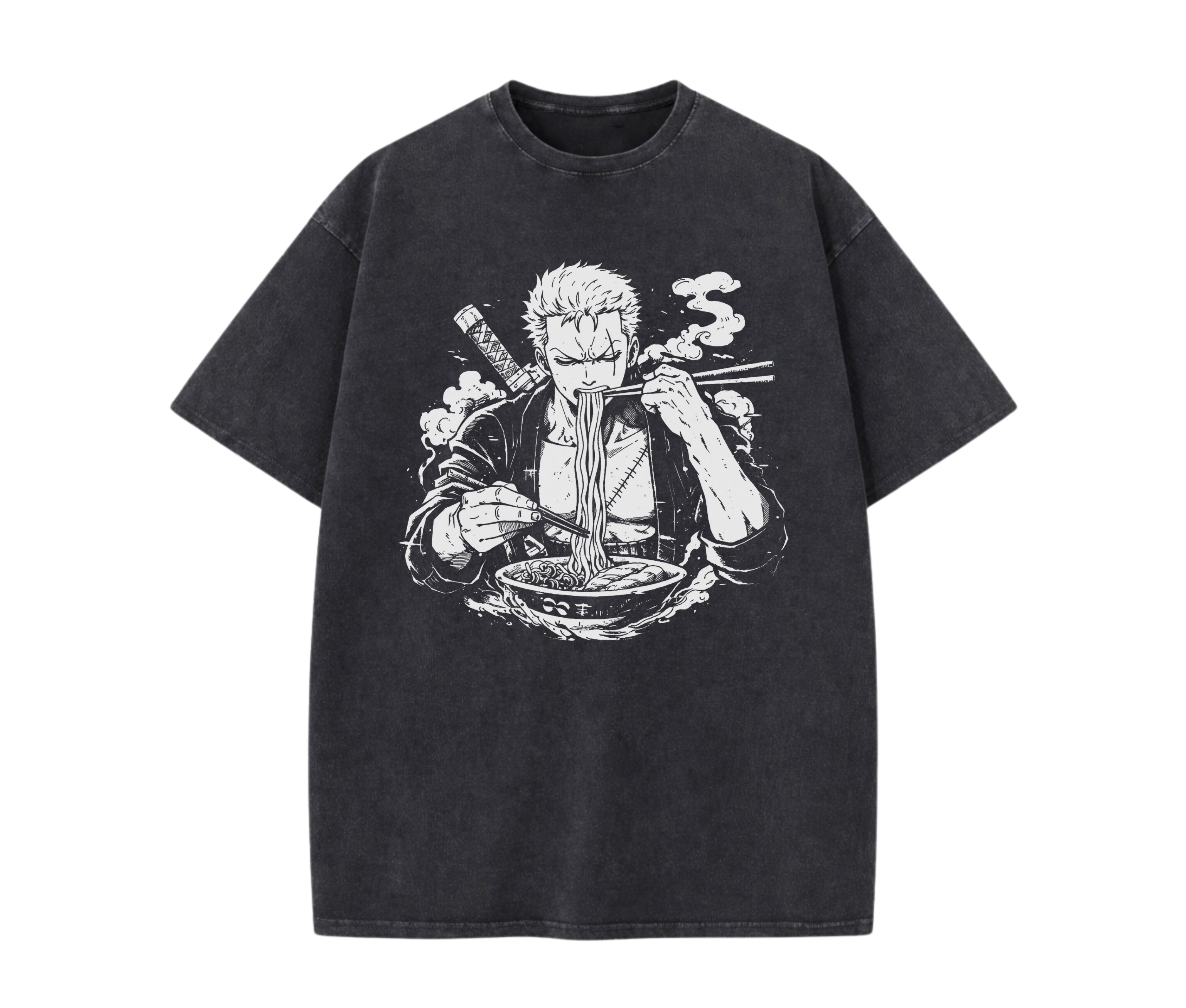 Ramen Warrior Anime Streetwear Tee | Black Oversized Graphic Shirt